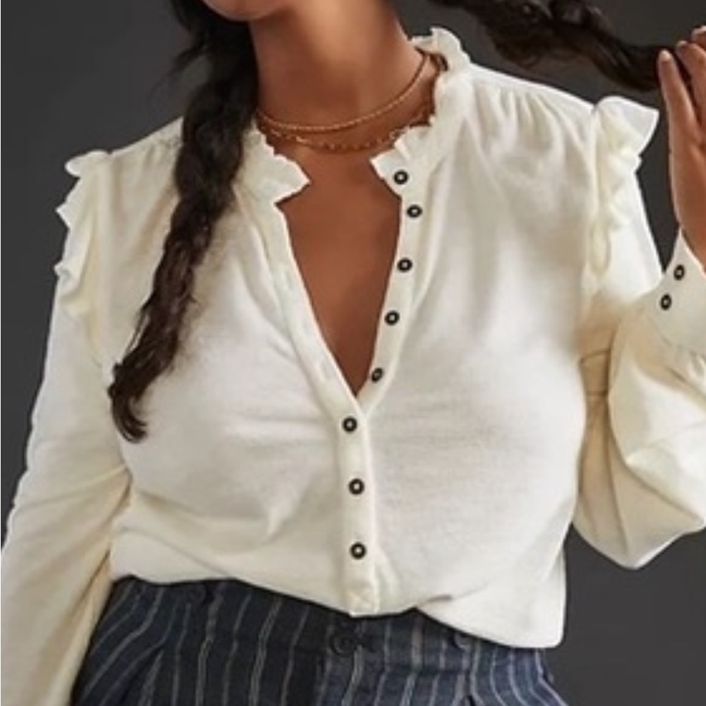 Anthropologie Pilcro ruffled Henley